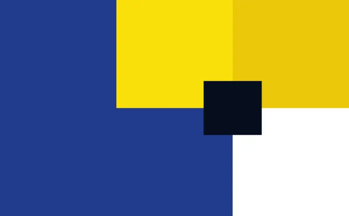 The De Praktijkcampus color palette: navy blue, yellow and near-black